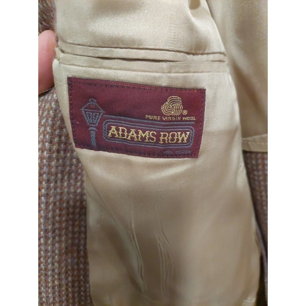 Vintage Adams Row Tweed Blazer Men’s 44R Brown Sport Jacket Virgin Wool See Pics
